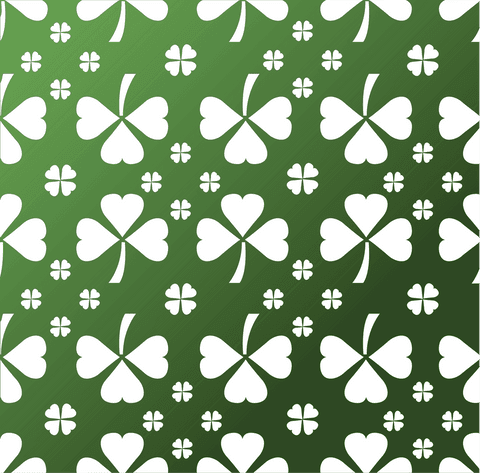 Seamless transparent clover pattern with white on green