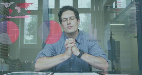 Business Professional Analyzing Data on Transparent Screen