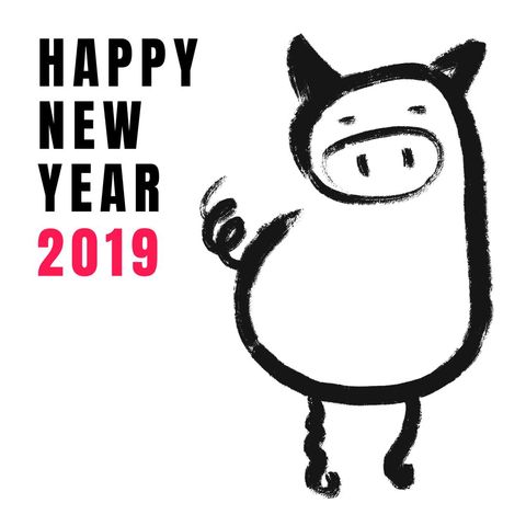 Playful hand-drawn pig for chinese new year 2019 celebration