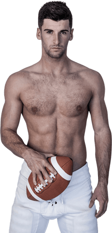 Transparent Background Shirtless Man Holding Rugby Ball