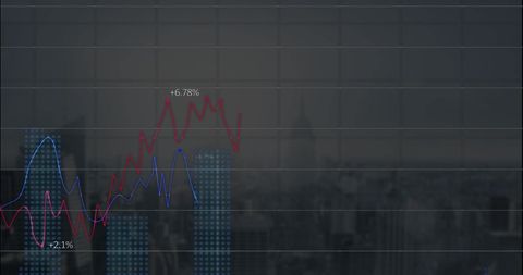 Data Analysis Visualization Over City Skyline