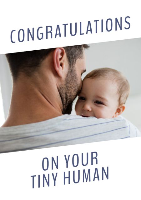 Father Holding Baby with 'Congratulations' Text - Download Free Stock Templates Pikwizard.com