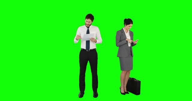 Business Professionals Working with Green Screen Background - Download Free Stock Images Pikwizard.com