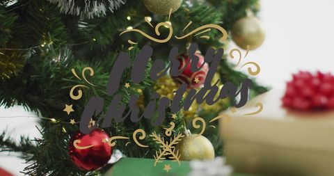 Elegant Merry Christmas Greeting with Festive Decorations - Download Free Stock Images Pikwizard.com