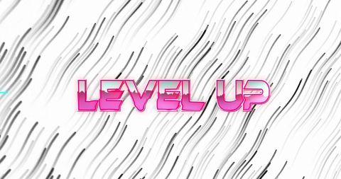 Bright Graphic Level Up Text with Moving Lines Design