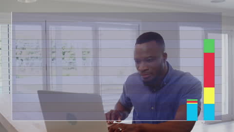 Businessman Analyzing Digital Chart on Laptop in Clean Office