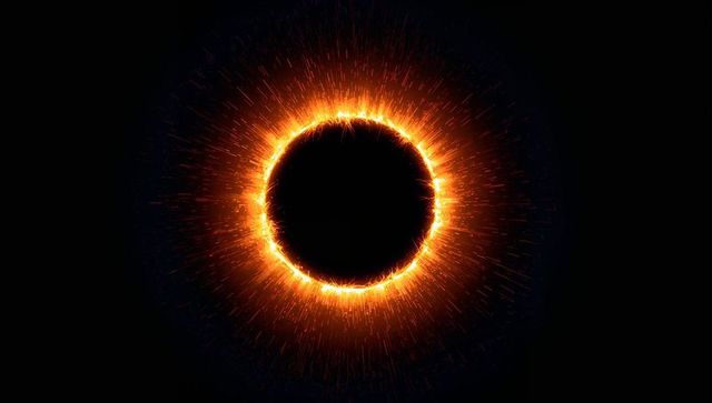 Fiery Glowing Energy Portal with Dark Core in Cosmic Space