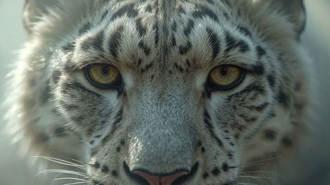 Close-up of Snow Leopard with Golden Eyes