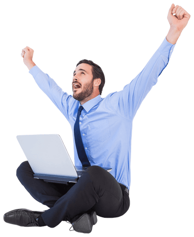 Transparent Celebration Excited Businessman with Laptop - Download Free Stock Videos Pikwizard.com