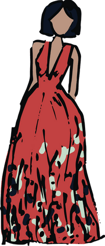Fashionable red dress illustration on transparent background