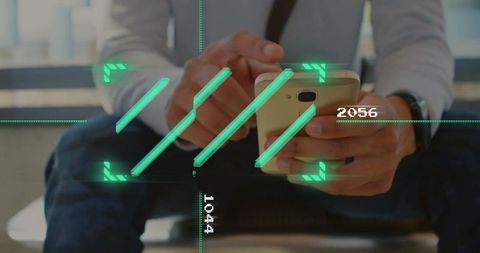 Businessman engaging with smartphone technology on the go