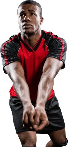 Athletic African American Man Playing Volleyball on Transparent Background