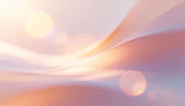 Soft pastel fabric waves with bokeh light orbs and shimmering gradient texture