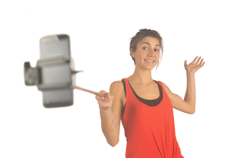Casual Brunette Joyfully Taking Selfie Transparent Background - Download Free Stock Videos Pikwizard.com