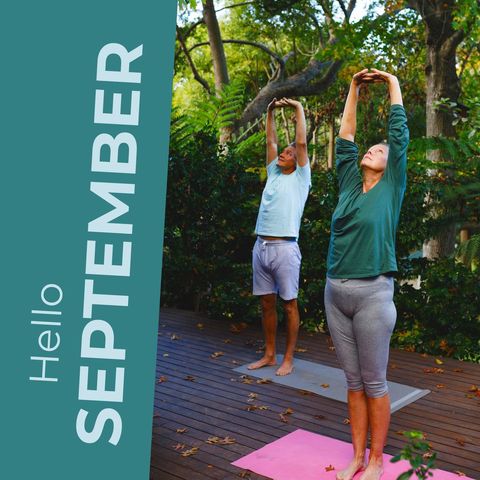 senior couple practicing yoga outdoors in autumn garden - Download Free Stock Templates Pikwizard.com