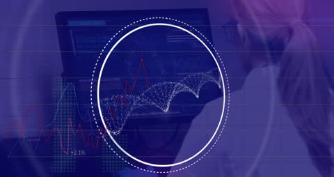 Scientist Analyzing Data on High-Tech Computer