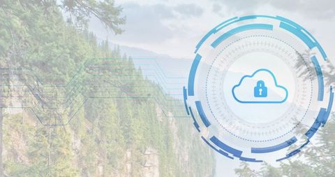 Cloud security and technology concept with nature integration