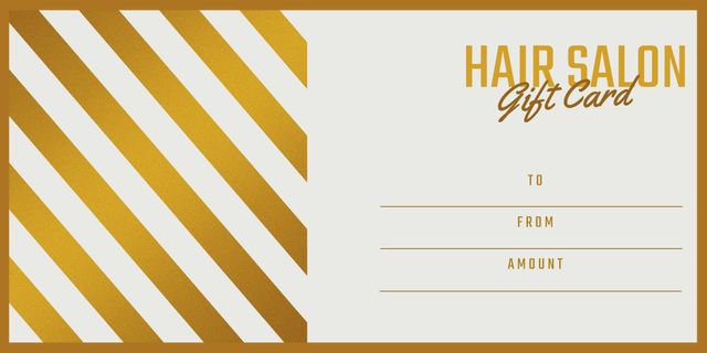 Elegant Gold and White Striped Hair Salon Gift Card Template - Download Free Stock Templates Pikwizard.com