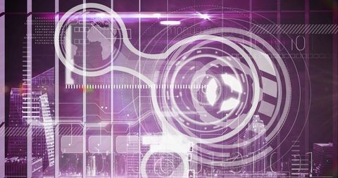 Futuristic digital screen with interactive data holograms