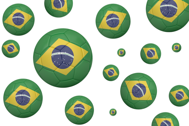 Multiple Transparent Footballs with Brazilian Flag Colors on Black Background - Download Free Stock Videos Pikwizard.com