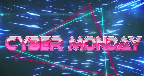 Cyber Monday Neon Sign with Geometric Lights - Download Free Stock Images Pikwizard.com