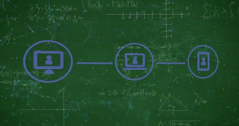 Network Connections Over Mathematical Equations on Chalkboard - Download Free Stock Images Pikwizard.com