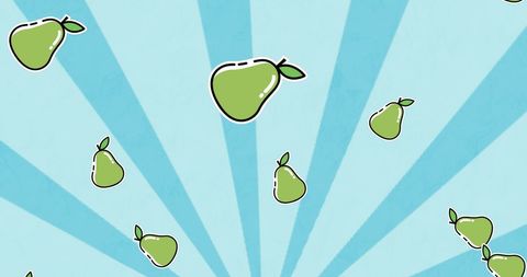 Falling Pears over Blue Stripes Background