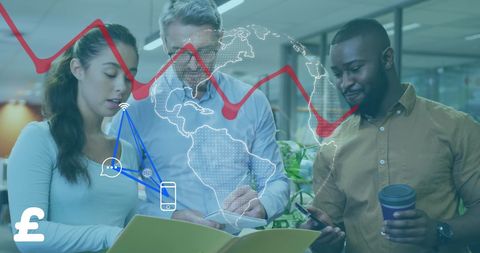 Global Business Analysis with Diverse Teamwork and Technology Integration - Download Free Stock Images Pikwizard.com