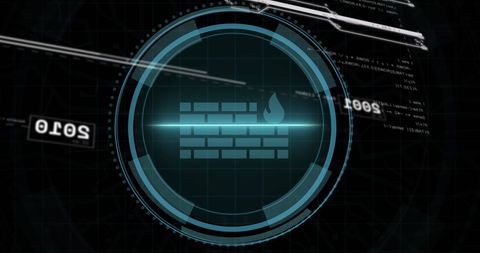 Futuristic Digital Firewall Interface with Data Stream