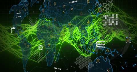 Global Network Connectivity Over World Map