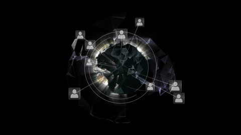 Global Connection Network with People Icons Over Dark Background