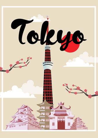 Cultural Exploration in Tokyo with Iconic Tokyo Tower and Cherry Blossoms - Download Free Stock Templates Pikwizard.com