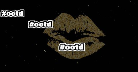 Gold Glitter Lips with #ootd Tags on Black Background - Download Free Stock Images Pikwizard.com