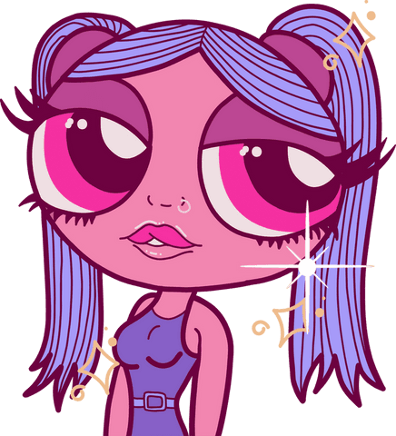 whimsical cartoon girl on transparent background with golden sparkles - Download Free Stock Videos Pikwizard.com