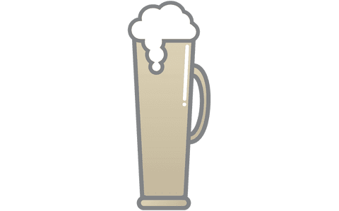 Transparent Illustration of Beer Glass with Foam Top