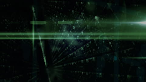 Digital Code Network with Virtual Interface in Green Tones