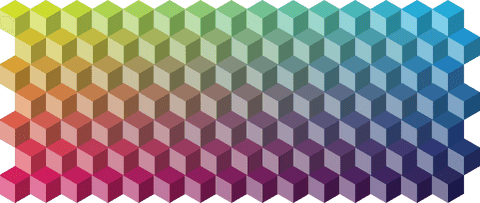 Colorful geometric pattern with transparent 3d cubes