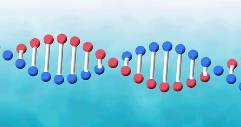 Simplified DNA Helix Structure Over Blue Gradient Background