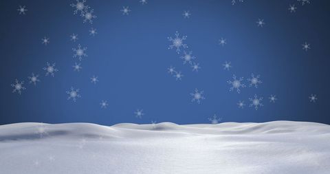 Falling Snowflakes on Blue Sky with Pristine Snow