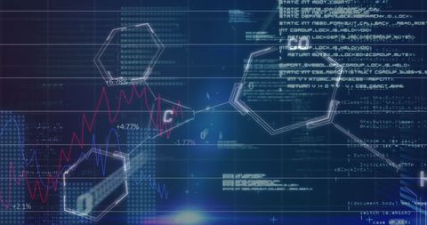 Digital Finance Data Analyzing with Chemical Structures Overlay - Download Free Stock Images Pikwizard.com