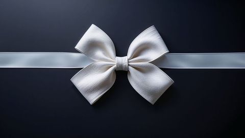 White decorative bow on dark background highlighting elegance