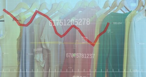 Backdrop of Clothing Showing Fluctuating Stock Market Graph - Download Free Stock Images Pikwizard.com
