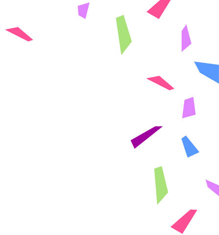 Vibrant abstract geometric shapes on transparent background