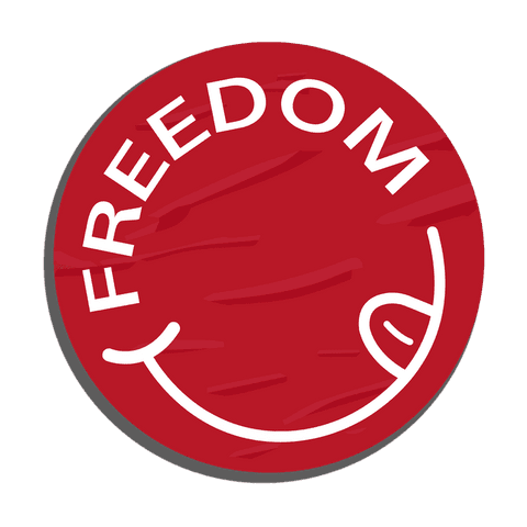Freedom badge vector with smiling symbol on transparent background