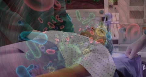 Healthcare Worker Over Energy Resonance Visualization in Hospital