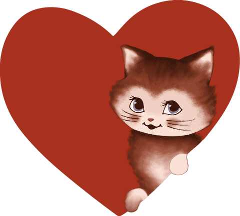 Adorable Kitten Peeking Behind Red Heart on Transparent Background - Download Free Stock Videos Pikwizard.com