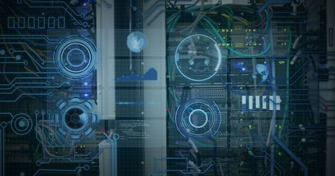 Futuristic Digital Interface Overlay in Empty Office Environment - Download Free Stock Images Pikwizard.com