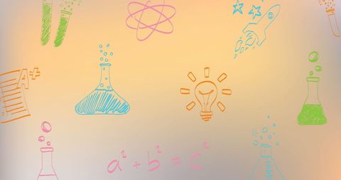 Educational Science Icons on Gradient Orange Background