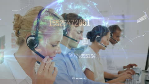 Diverse Team Working in Futuristic Call Center