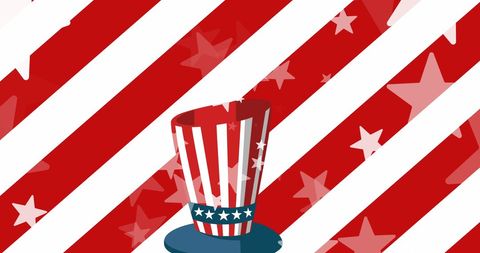 American flag theme with stars and striped top hat